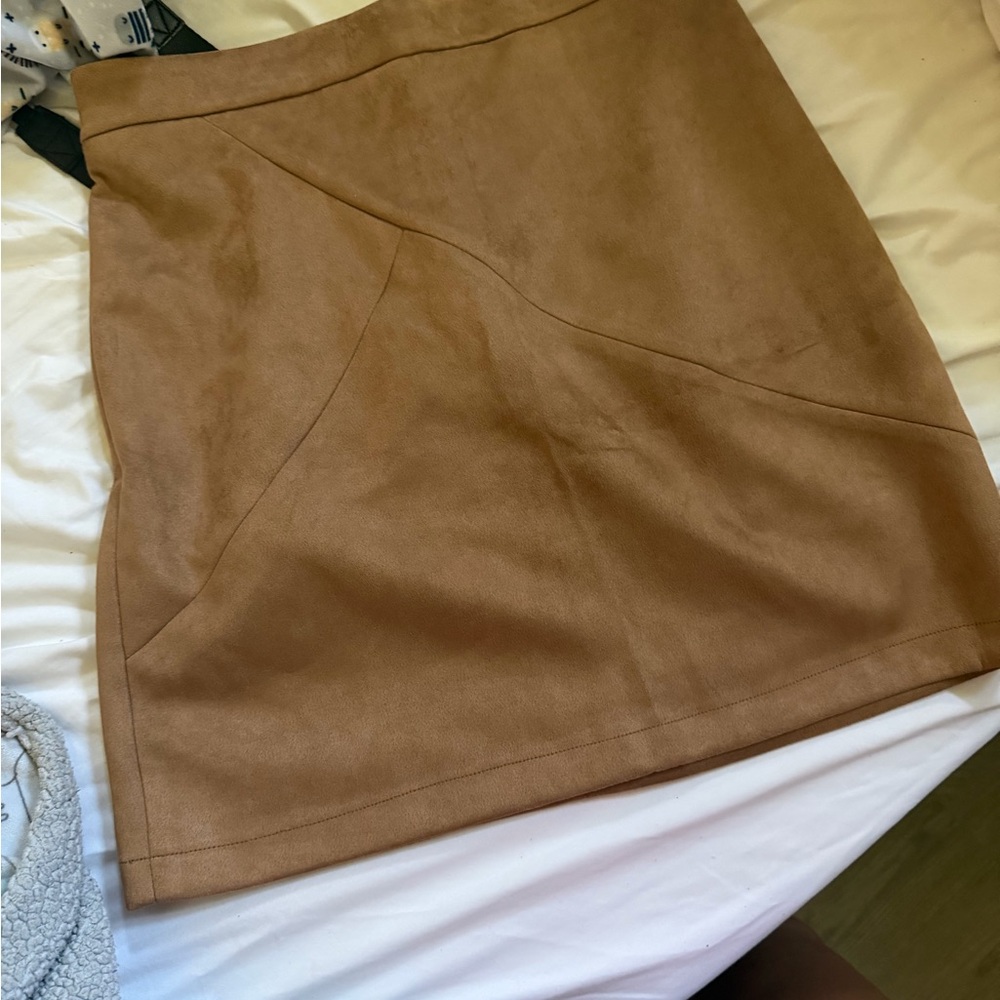 Simple Asymmetrical Brown faux suede